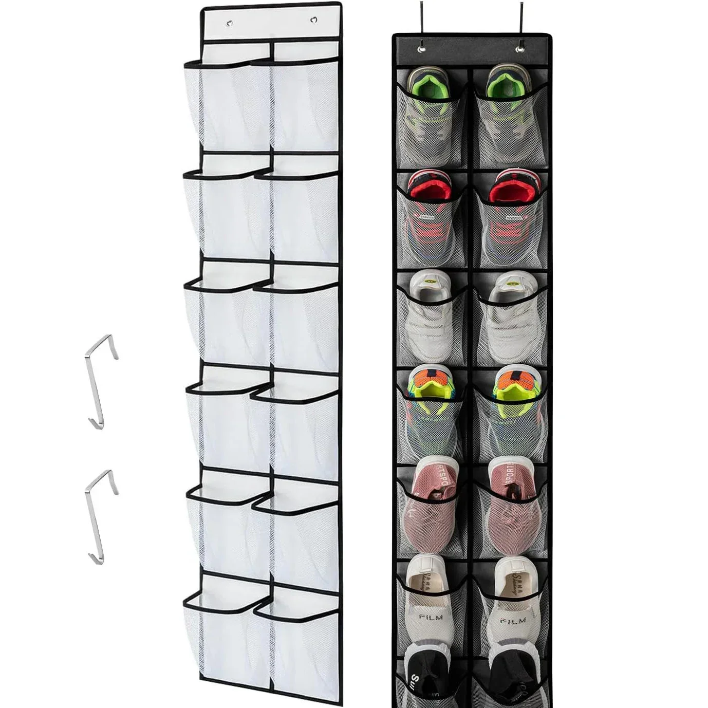 Hanging Shoe Rack Organizer Over The Door Shoe Organizer 12/14 Large Breathable Mesh Pockets Slippers Organizer Shoe Storage 6