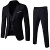 Korean Style Men Blazer Vest Pants Set Casual Business Buttons Cuff Blazer Vest Trousers Men Suit Wedding Groom Formal Suit 4