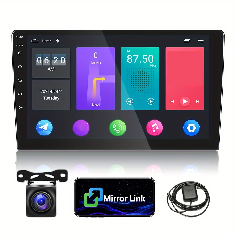 [1G+32G]Android Car Radio Navigation 10.1 Inch 2 DIN Touchscreen Screen Car Multimedia Player With GPS Navigation, WiFi, Mirrorl