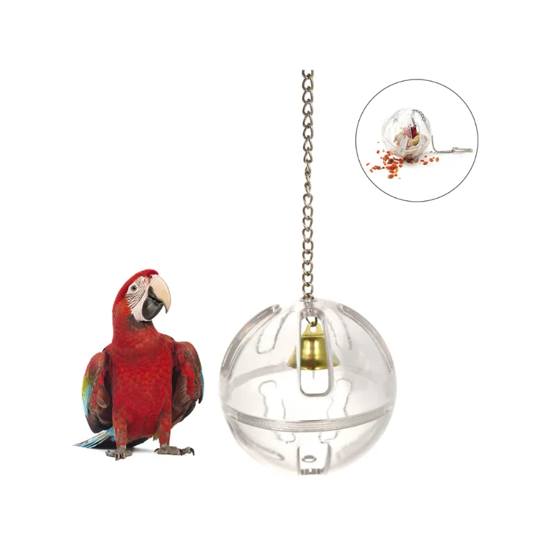 

Pets Bird Parrot Food Feeder Foraging Bell Chain Ball Cage Feeding Chew Toy Creative Birds Parrot Accessories