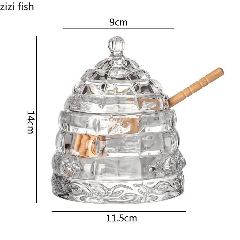 Transparent Glass Storage Jar with Lid Honey Syrup Storage Jar Jam Storage Jar Household Storages Container with Stirring Rod 5