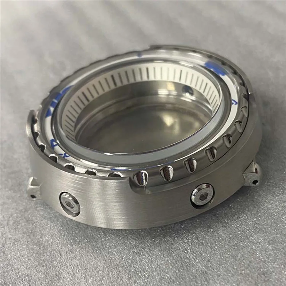 

45mm Tuna Canned Watch Case Ceramic Bezel Mineral Glass Steel Shell White Inner Ring For NH35/NH36 Movement