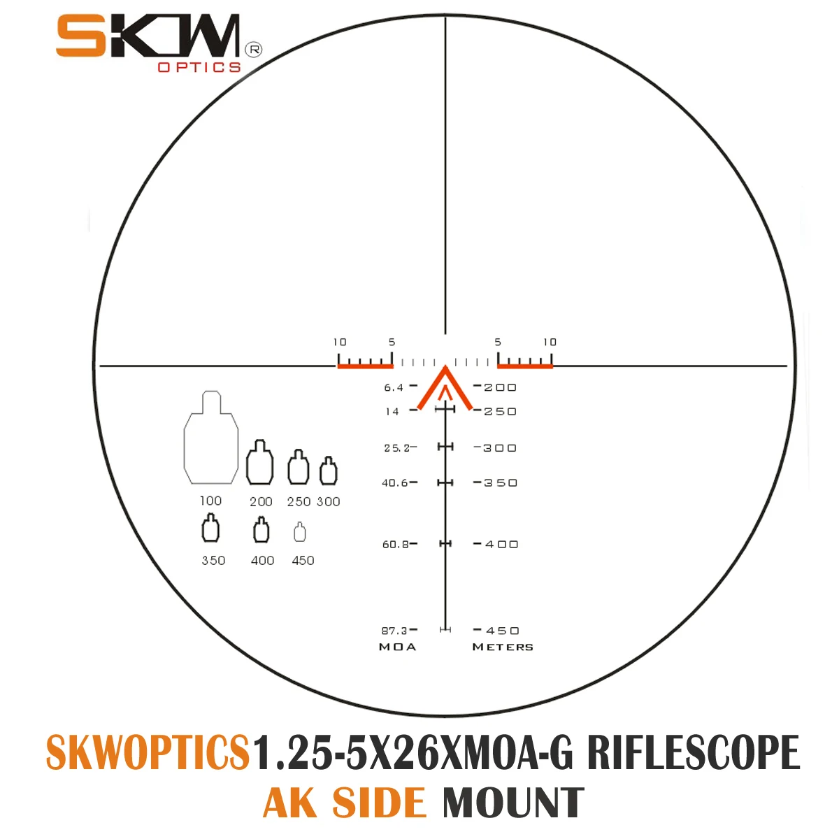 SKWoptics AK Scope 1.25-5x26A Tactical Riflescopes Hunting AK Sight Kalashnikov Sight BDC Reticle 30mm mount tactical magnifier scope rifle scope