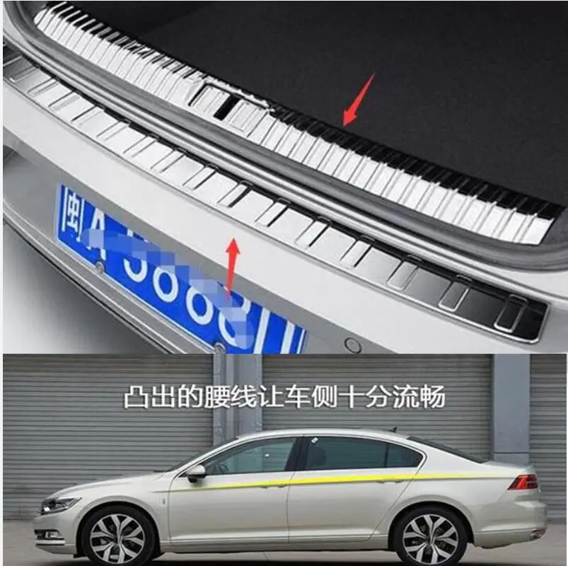 

2 pcs FOR 2017 2018 2019 2020 21 for VOLKSWAGEN PASSAT B8 4DOORS OUTSIDE REAR BUMPER PROTECTOR TRIM SILL COVER PLATE HATCH