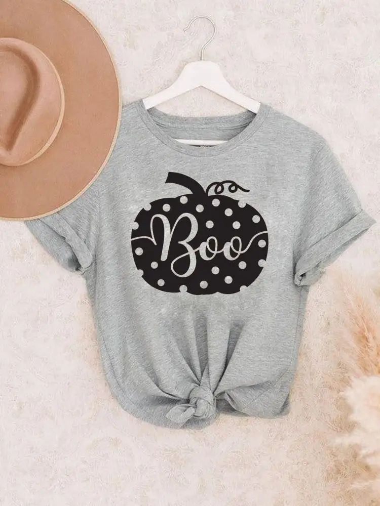 

Осень Хэллоуин День благодарения осенняя одежда T Тыква письмо женские футболки с принтом топ модная графическая футболка