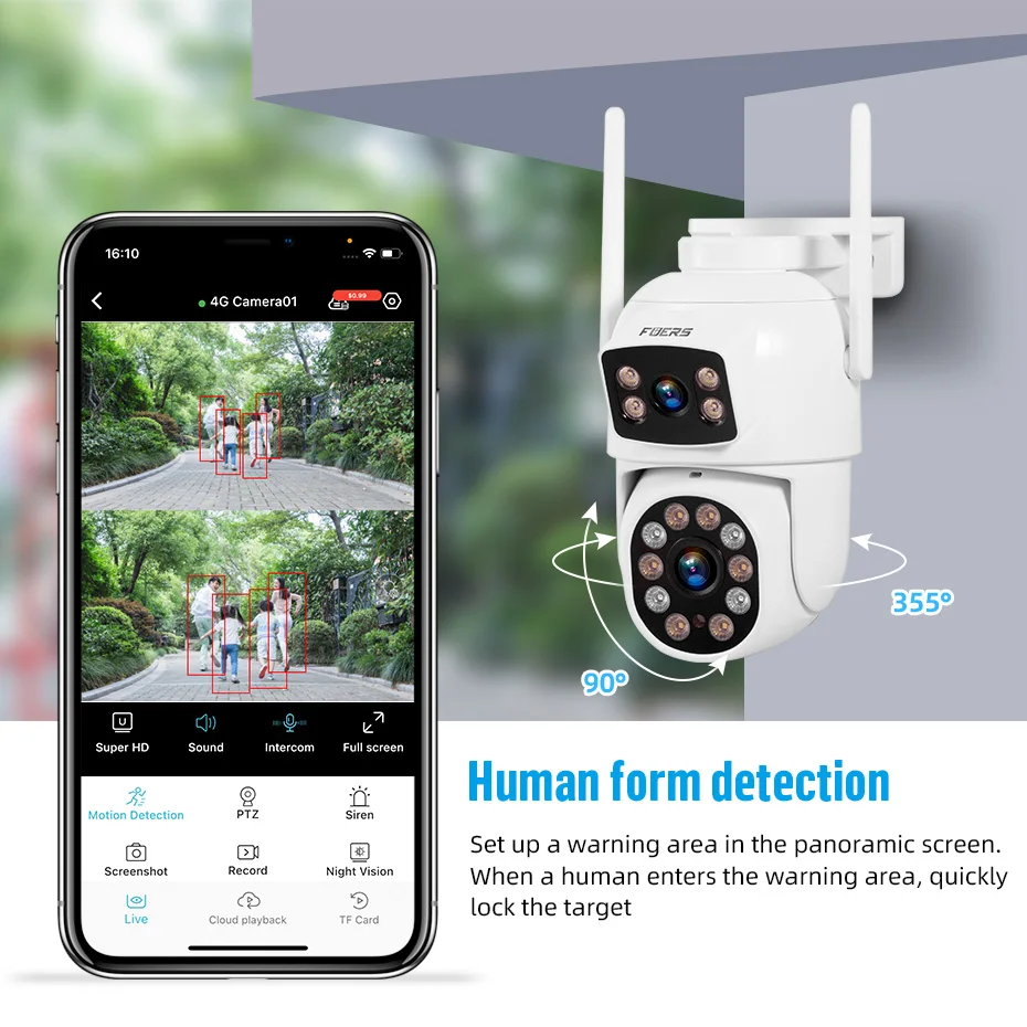 Surveillance Camera 4G LTE 6MP PTZ Camera Outdoor SIM Card
