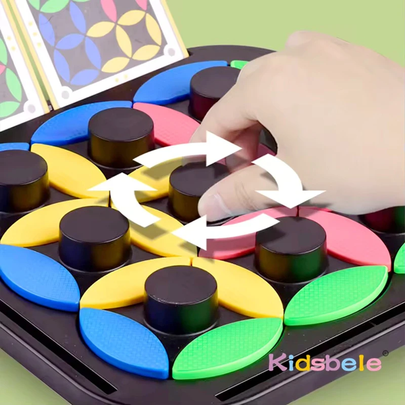 Kids Rotating Leaf-Shaped Puzzle Board Game Logical Thinking Training Brain Teasers 4 Level Challenge Educational Toy Party Game