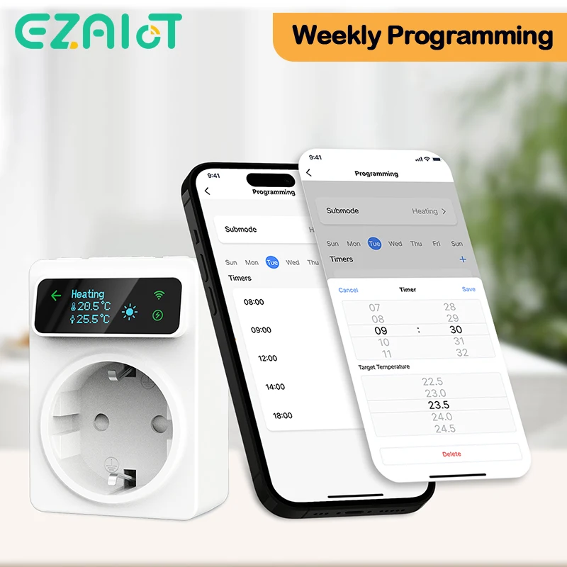 Tuya Smart Home WiFi Digital Thermostat Heating Cooling Thermostat Remote Control Socket Temperature 16A Plug Alexa Google Home smart thermostat smart thermostat socket