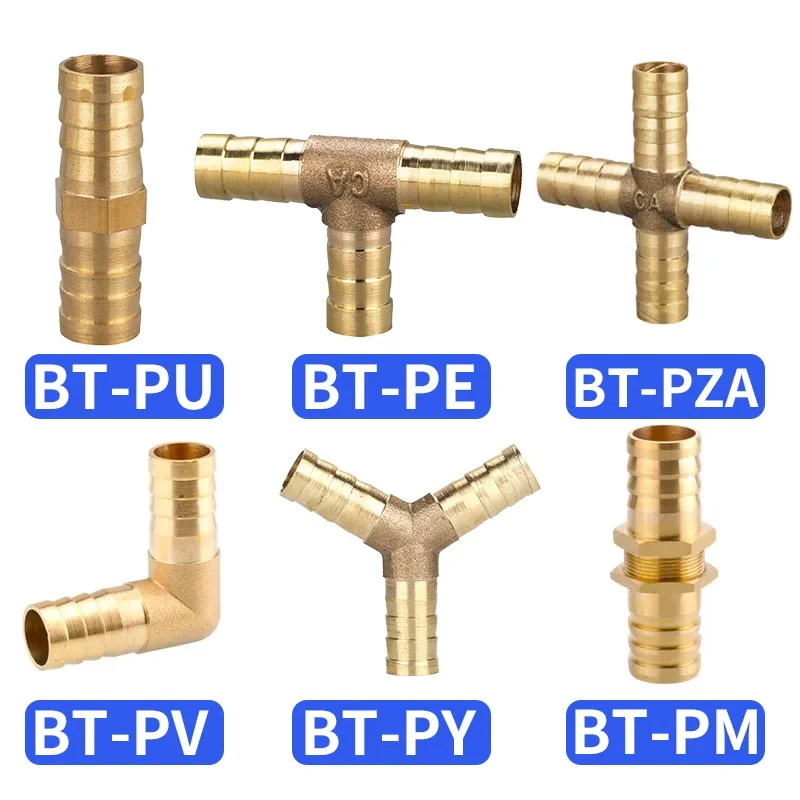 

10pcs Copper Pagoda Water Tube Fittings Brass Barb Pipe Fitting 2 3 4 Way Brass Connector For 6mm 8mm 10mm 12mm 16mm 19mm hose