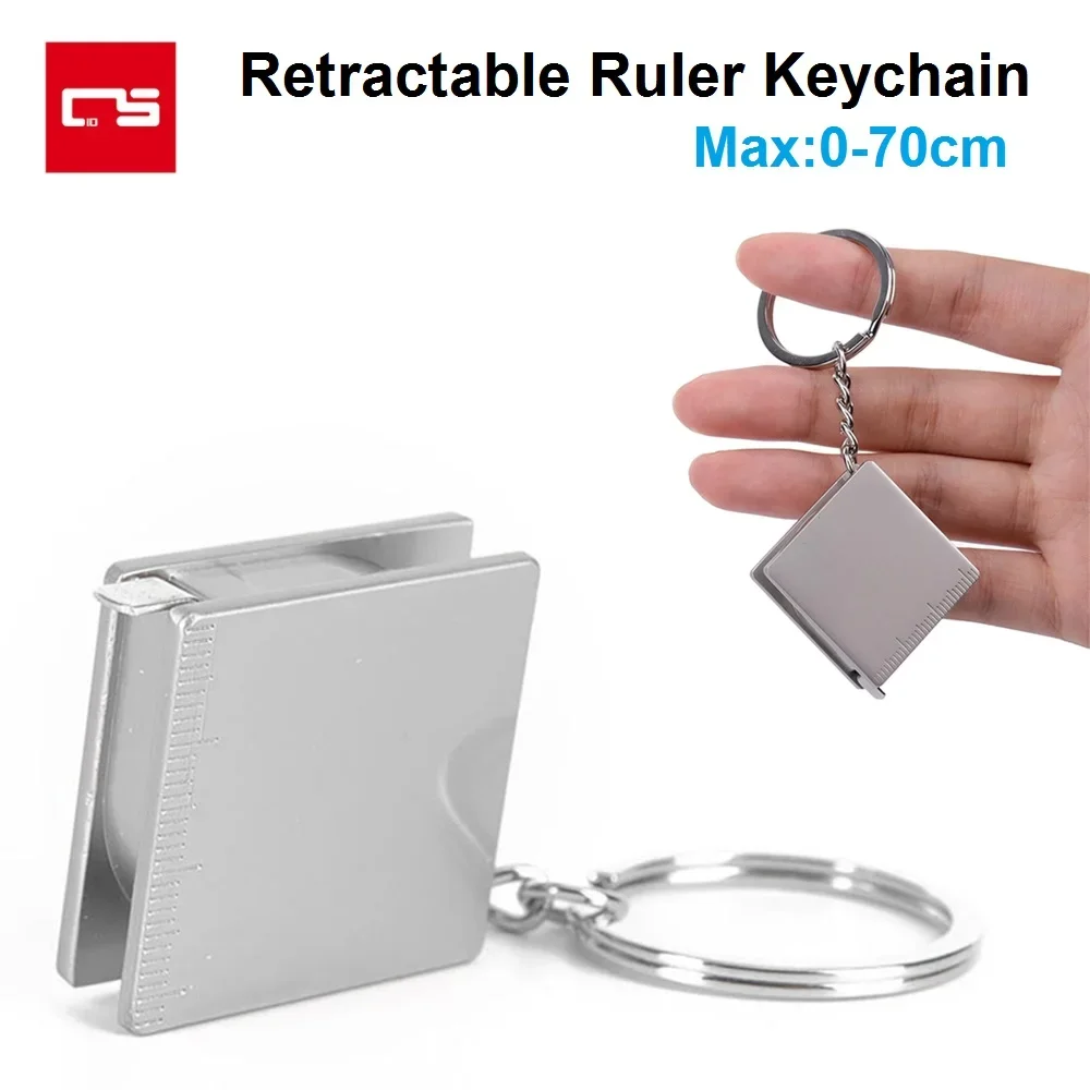

Mini Measuring Tool Stainless Steel Retractable Ruler 0-70cm Tape Measure Keychain Key Ring Gauging Tool Woodworking Pull Ruler