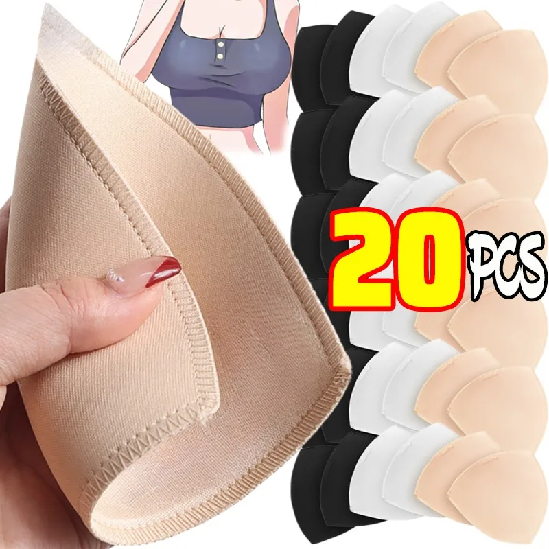 Bra Pads Inserts 2/20PCS Triangle Sponge Push Up Bra Pads Set Women Invisible Insert Swimsuit Bikini Breast Enhancers Chest Cup Pads