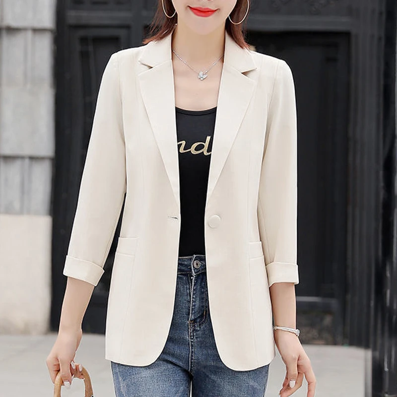 Simplicity Office Lady Blazers Business Casual Fashion Simple Capable  Button Solid Color Notched Pockets Women's Clothing 2023