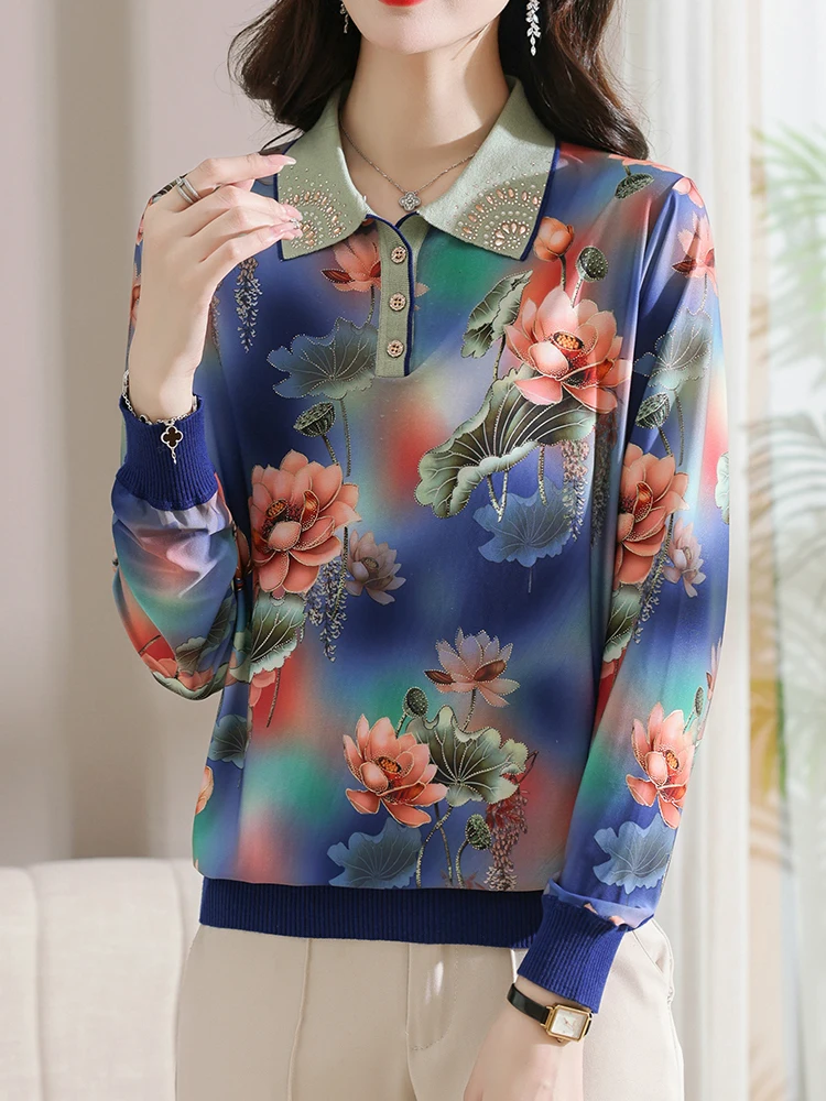 

Свитер женский с принтом, Модный пуловер с длинным рукавом в Корейском стиле, повседневная одежда с лацканами, осень-весна