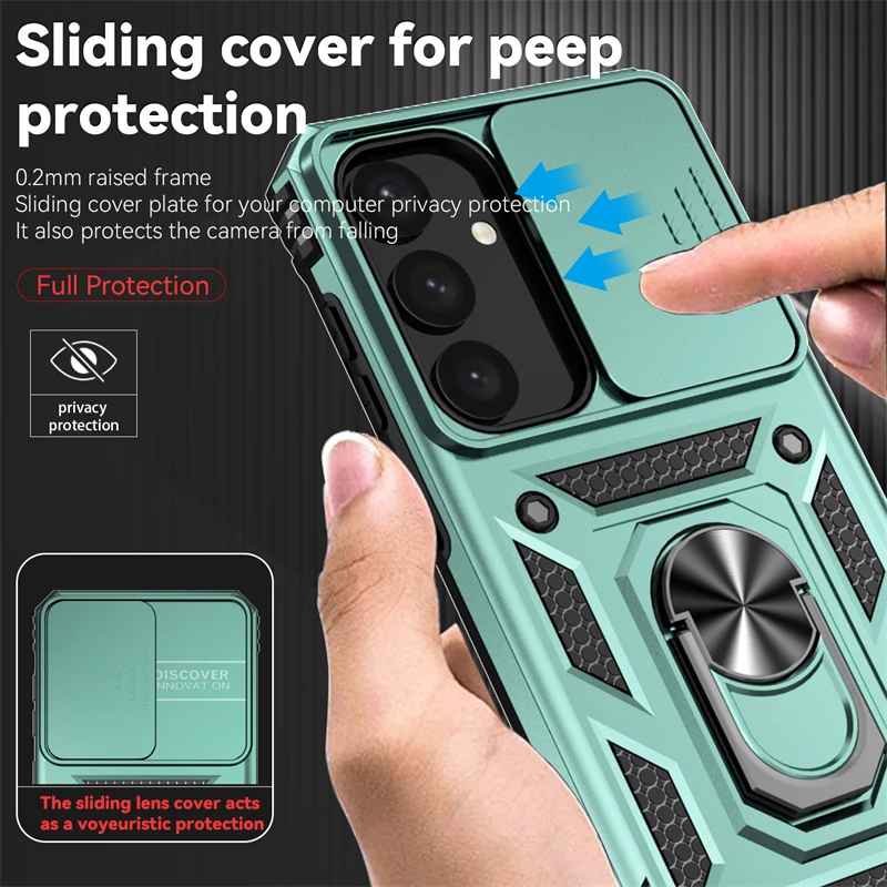 

Sliding Push Window Case For Samsung Galaxy S24 Case Armor Shockproof Holder Camera Protect Samsung S24 S23 S22 Plus Ultra Cover
