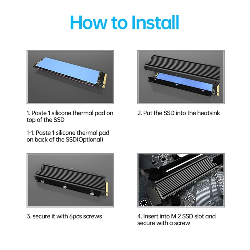 PS5 PC용 M.2 2280 SSD 방열판, NVME NGFF 2280 SSD 양면 방열판, 열 실리콘 패드 냉각, 사용하기 쉬운 빨간색