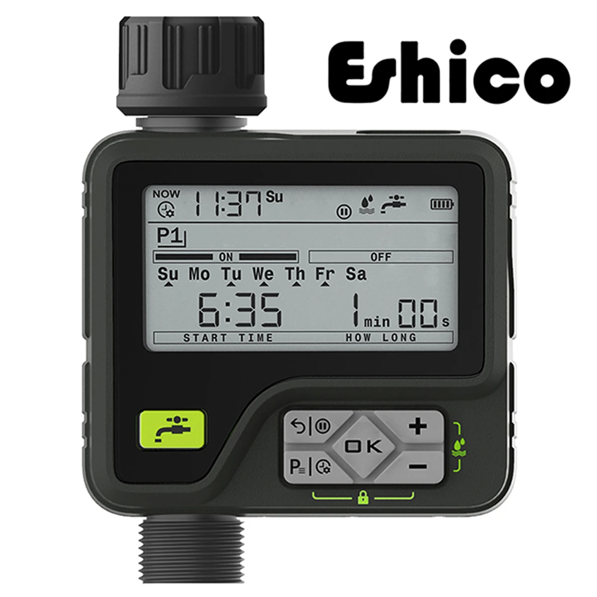 Eshico HCT-366 Garden Irrigation System Adjustable Convenient Install Waterproof Design Large LCD Display Digital Watering Timer