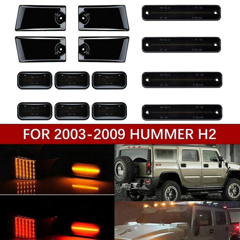 

14 Pcs/set Car LED Roof Side Lights Set Fender Turn Signal Light Side Marker Lamp Fit for Hummer H2 2003-2009