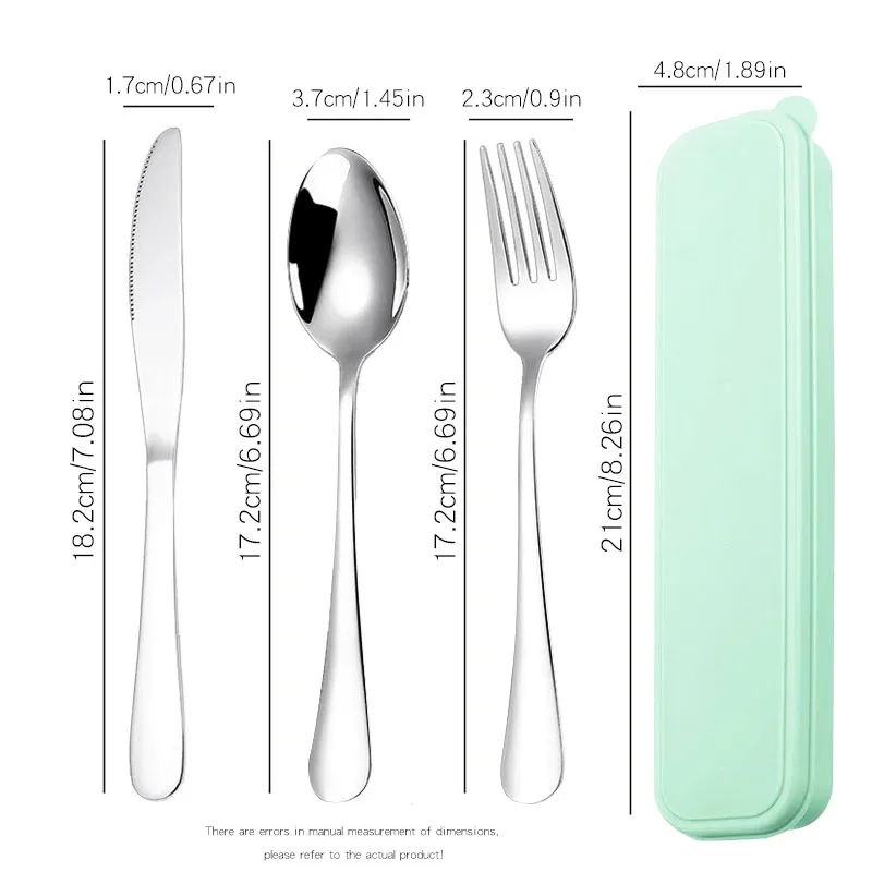 stainless steel cutlery set for kids picnic camping travel portable tableware set with case box