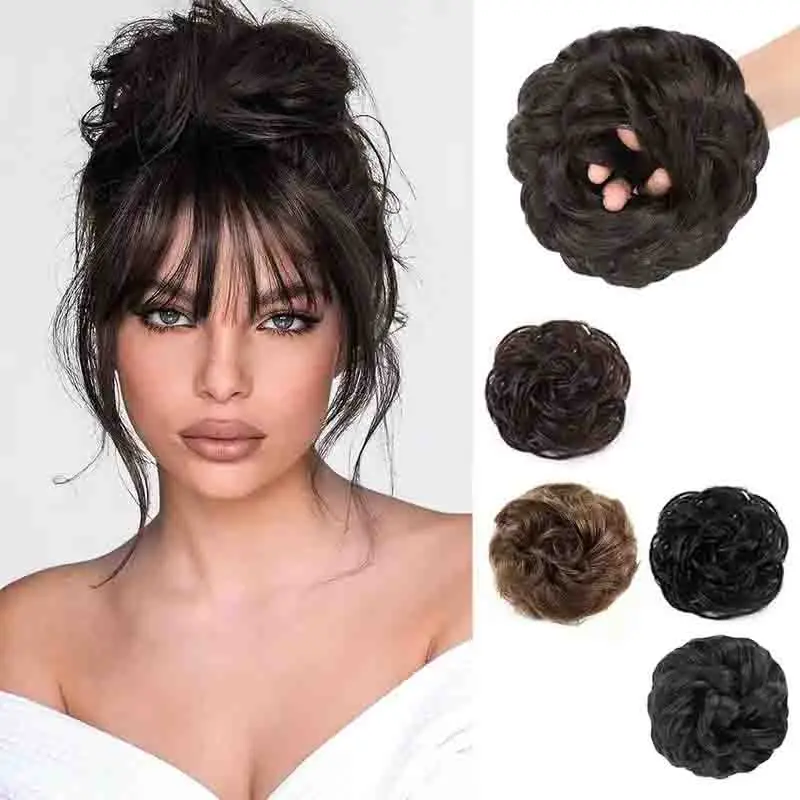 Elegant Straight Human Hair Bun for Women Suitable for beginners Wave suitable Christmas wig party music festival