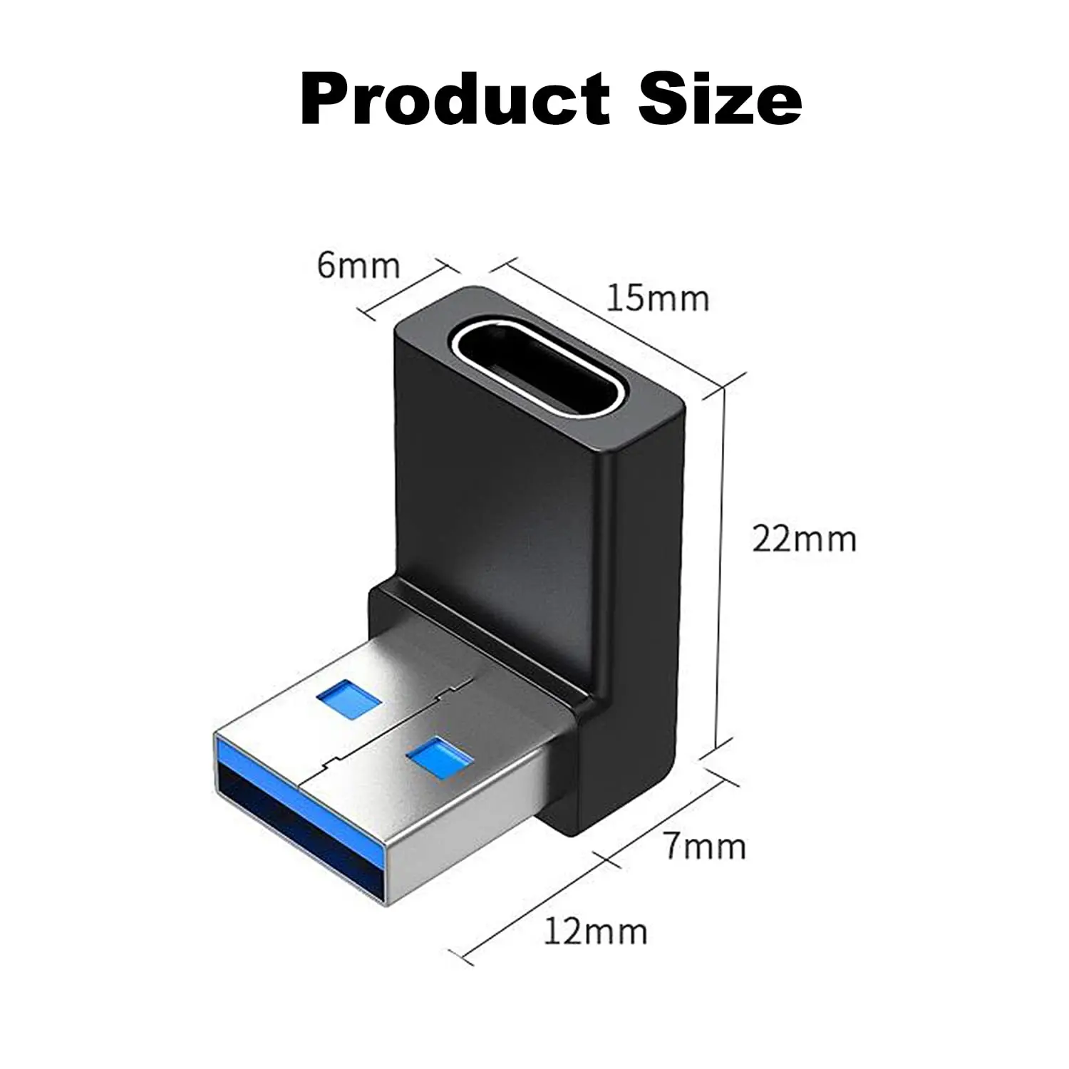 Premium Right Angle USB 3.0 to Type C Adapter