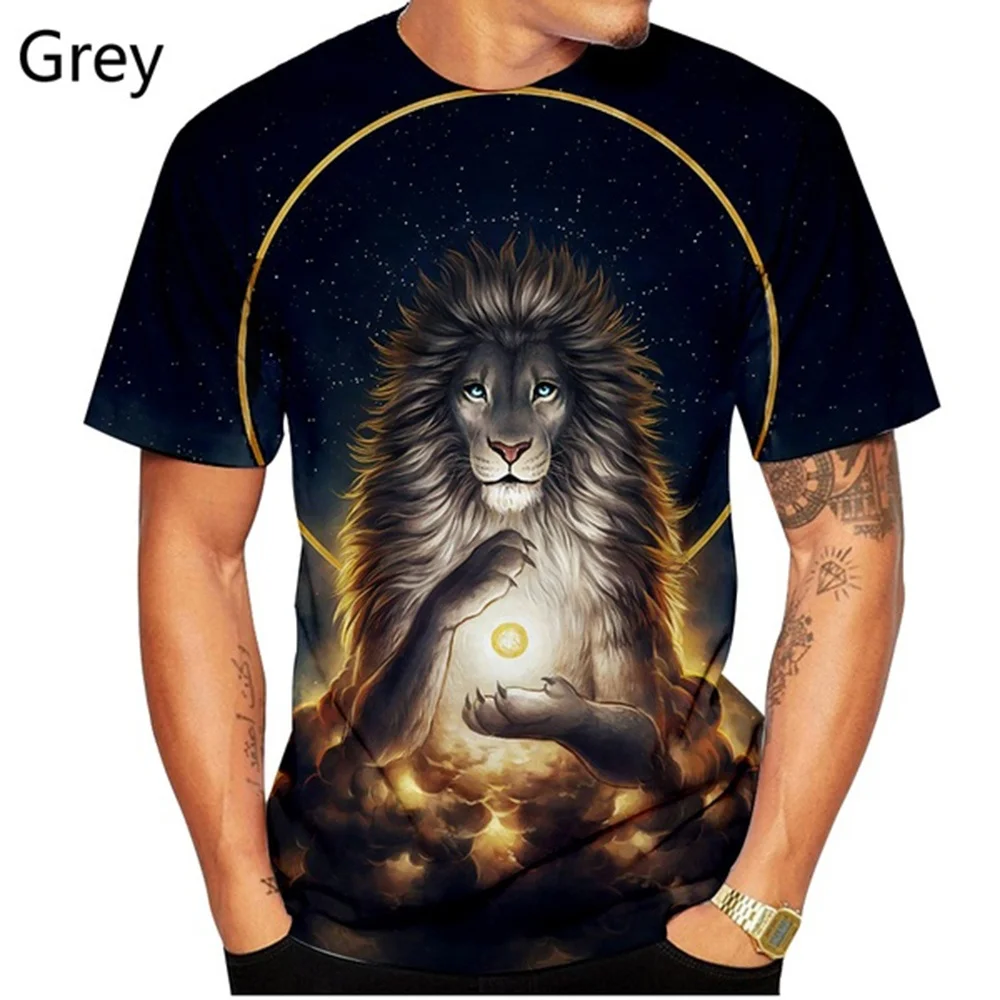 

2023 Men Women T Shirt 3D Printed Lion T Shirt Fashion Newest for Men Oversize Short Sleeved Clothing