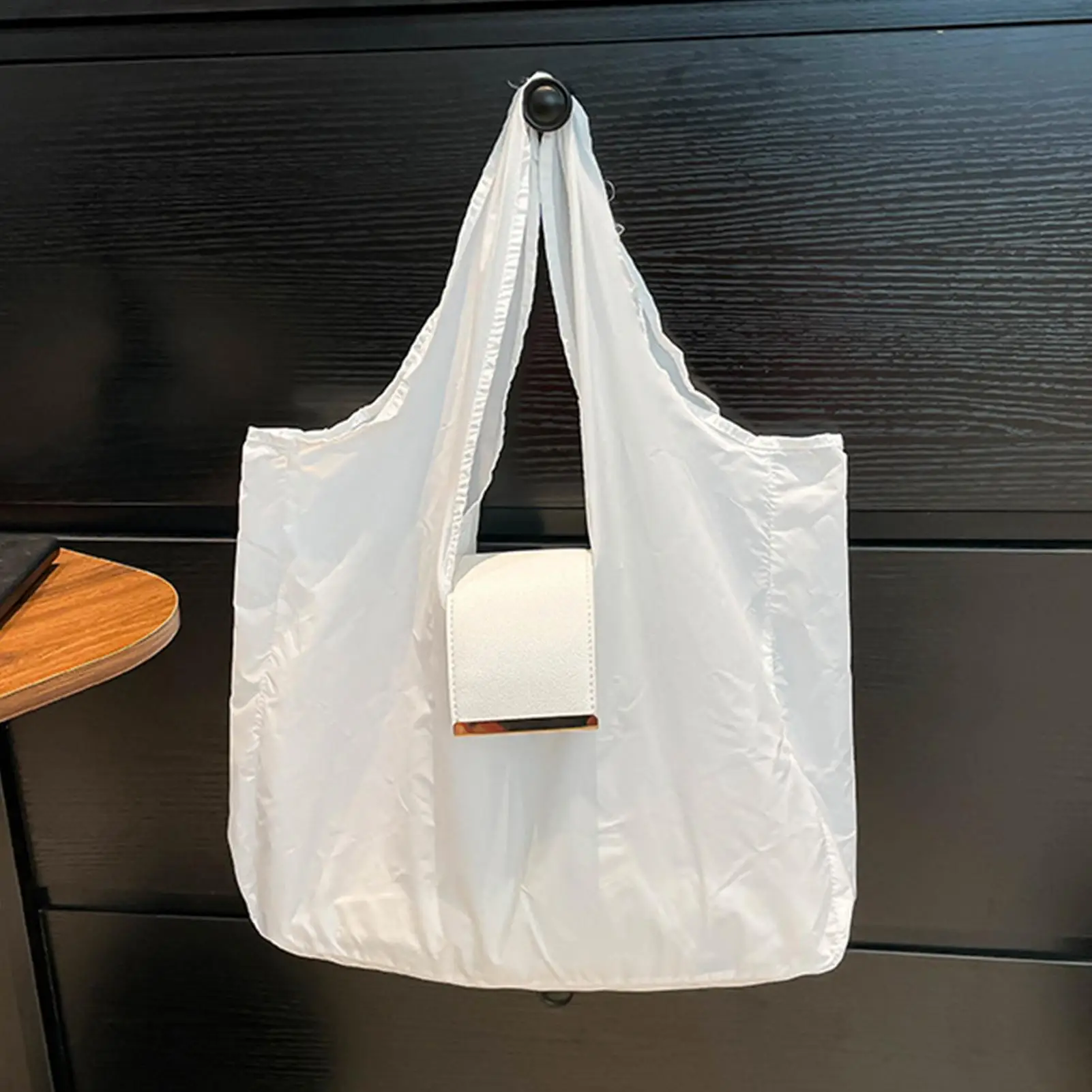 Eco-Friendly Expandable Reusable Tote Bag - Lightweight Folding Shopping Bag with Key Ring and Large Capacity