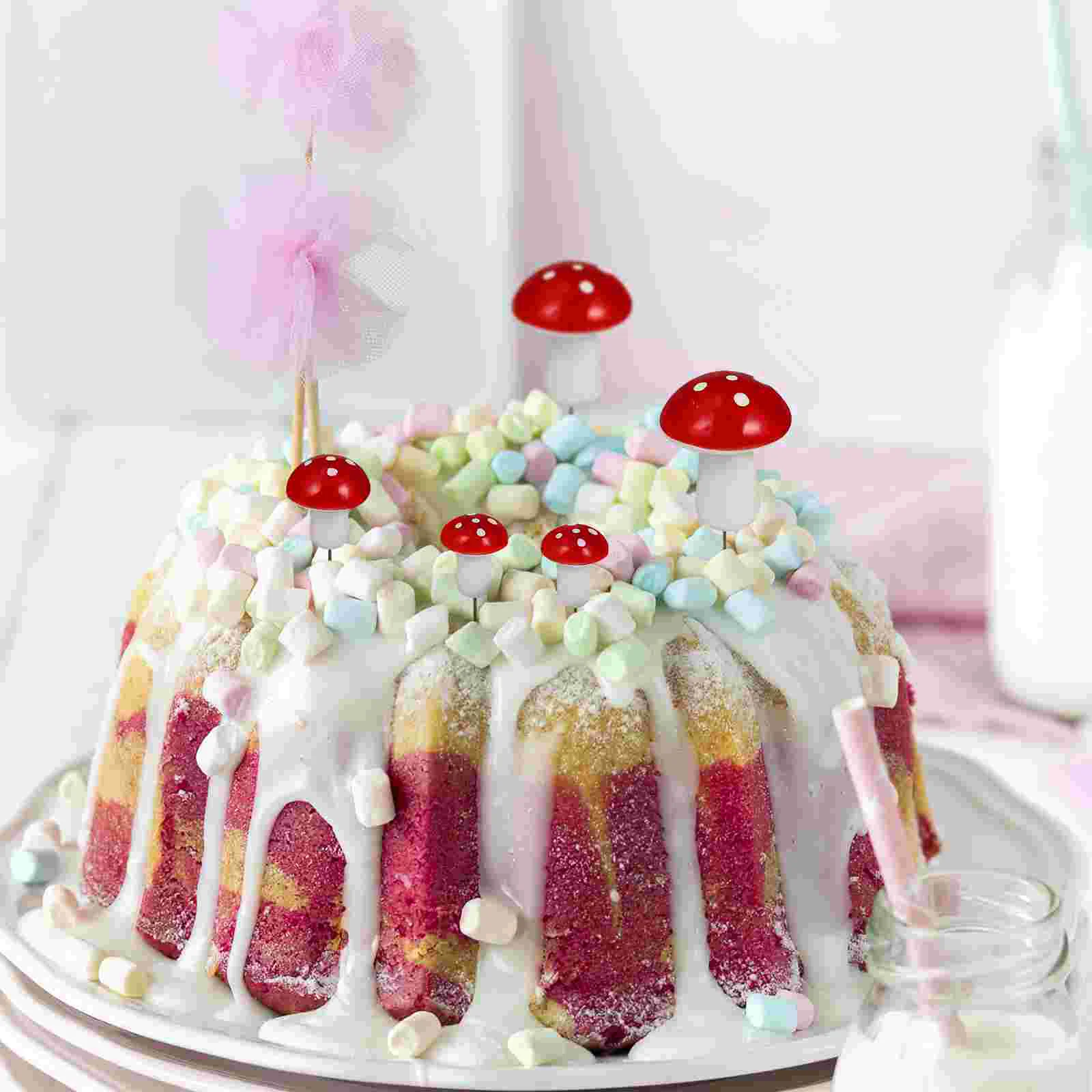 

30 Pcs Mushroom Cupcake Toppers Mushrooms Foams Cake Picks Dessert Cake Decorations