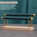 Solid wood golden two-layer ring rack Green