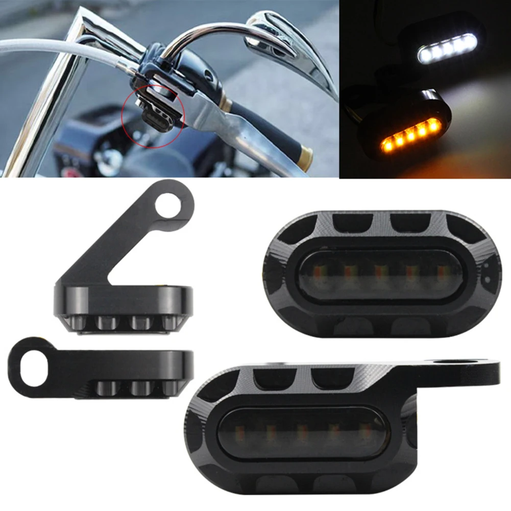 

1 Pair Motorcycle Retro Led Handlebar Light Turn Signal Indication Light Daytime Running Lamp Modified Parts