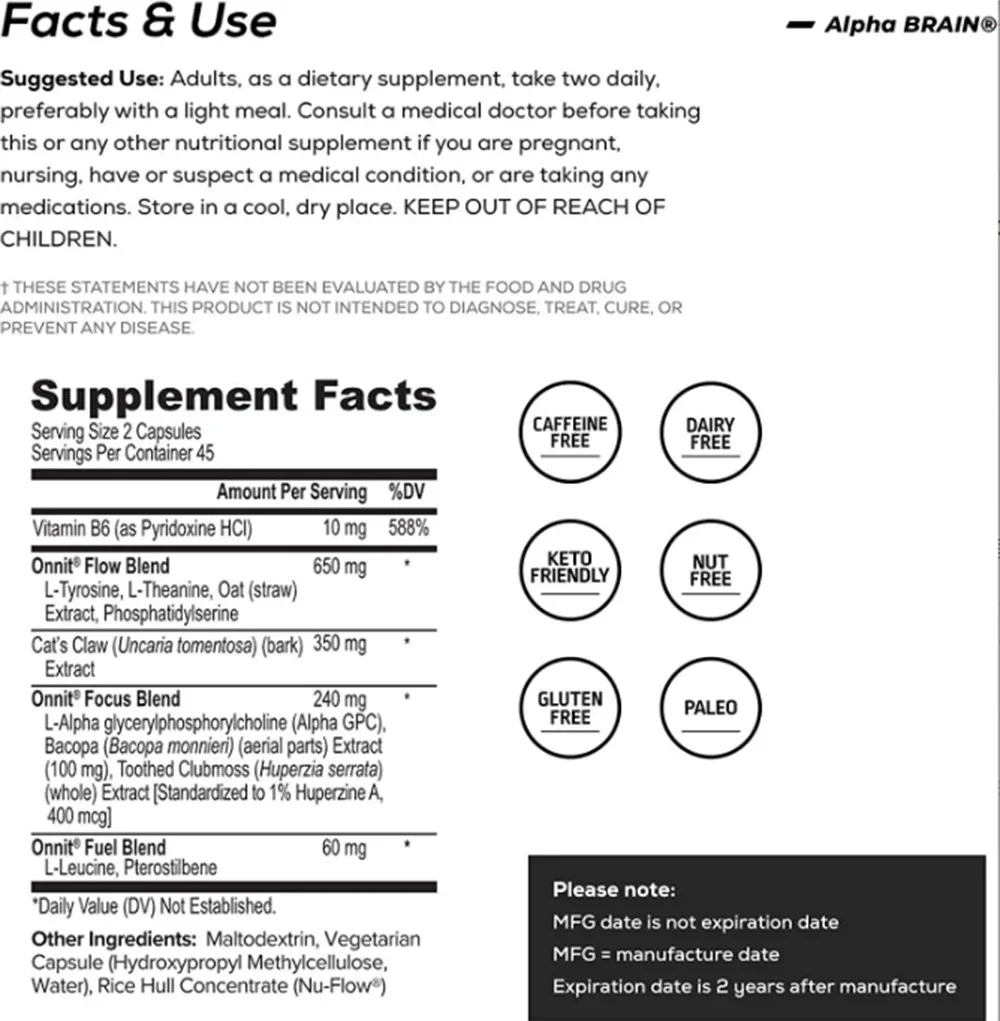 Alpha Brain Capsules Intelligence Capsule 60 Pcs Promotes Brain Supplementation Vegetarianism Help Support Menory nootropics supplement