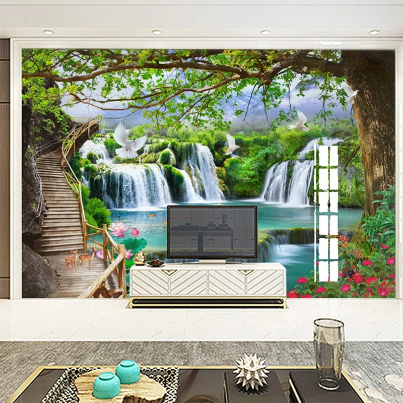 Mural Wallpaper KEARTNZI Custom Forest Wall Murals - 3D Nature ...