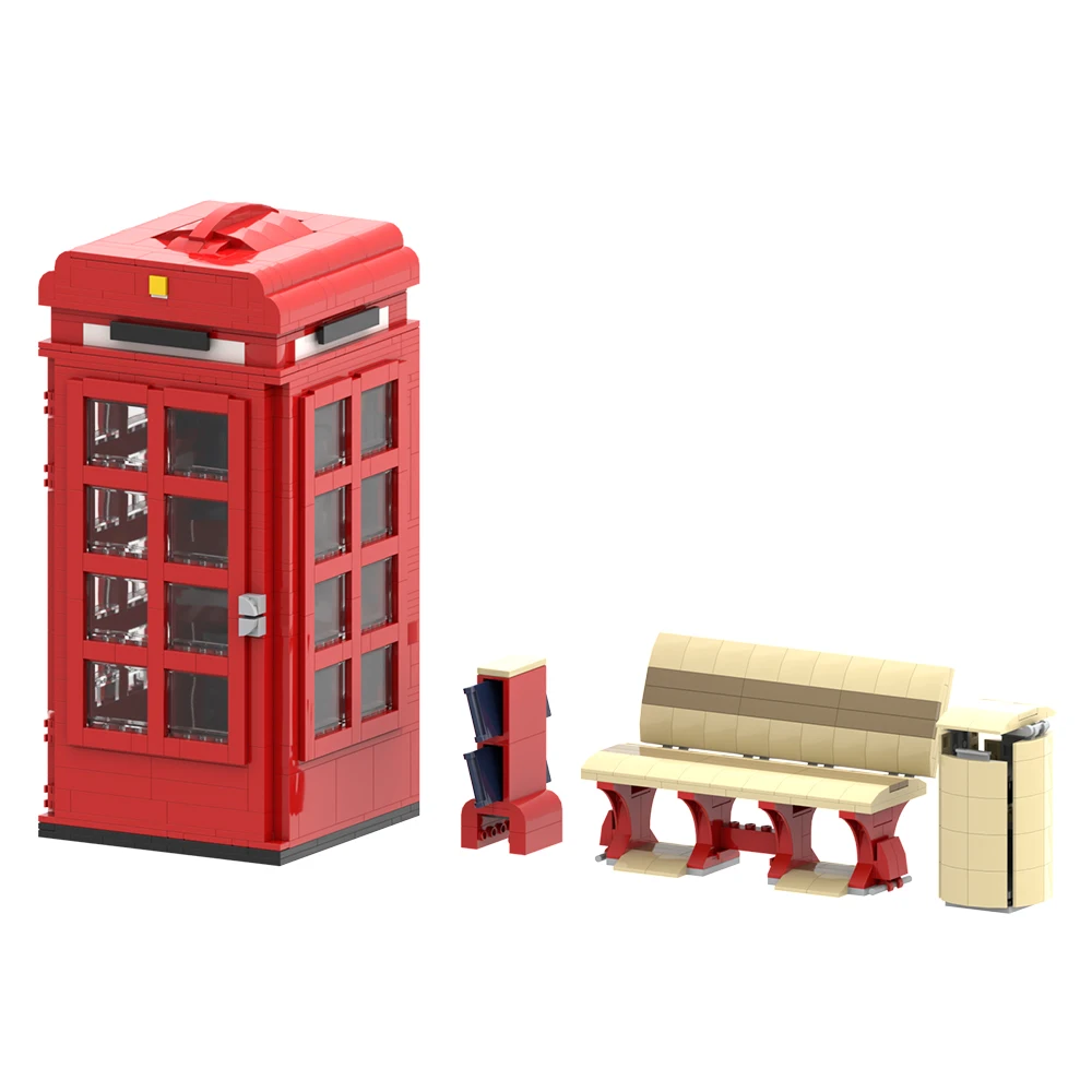 Buildmoc Compatibile 10258 Building Blocks Cabina Telefonica Classica London Red Phone Box Bus Call Booth Mattoni Giocattoli Per Regalo Per Bambini