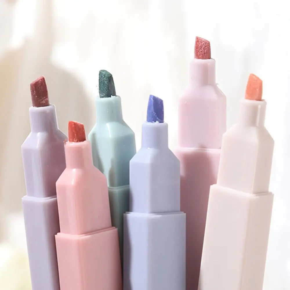 6/12Pcs Pastel Highlighters Soft Tip Mild Colours Highlighter Marker Pen for School Office Supplies Sketch Graffiti Stationeries - 2
