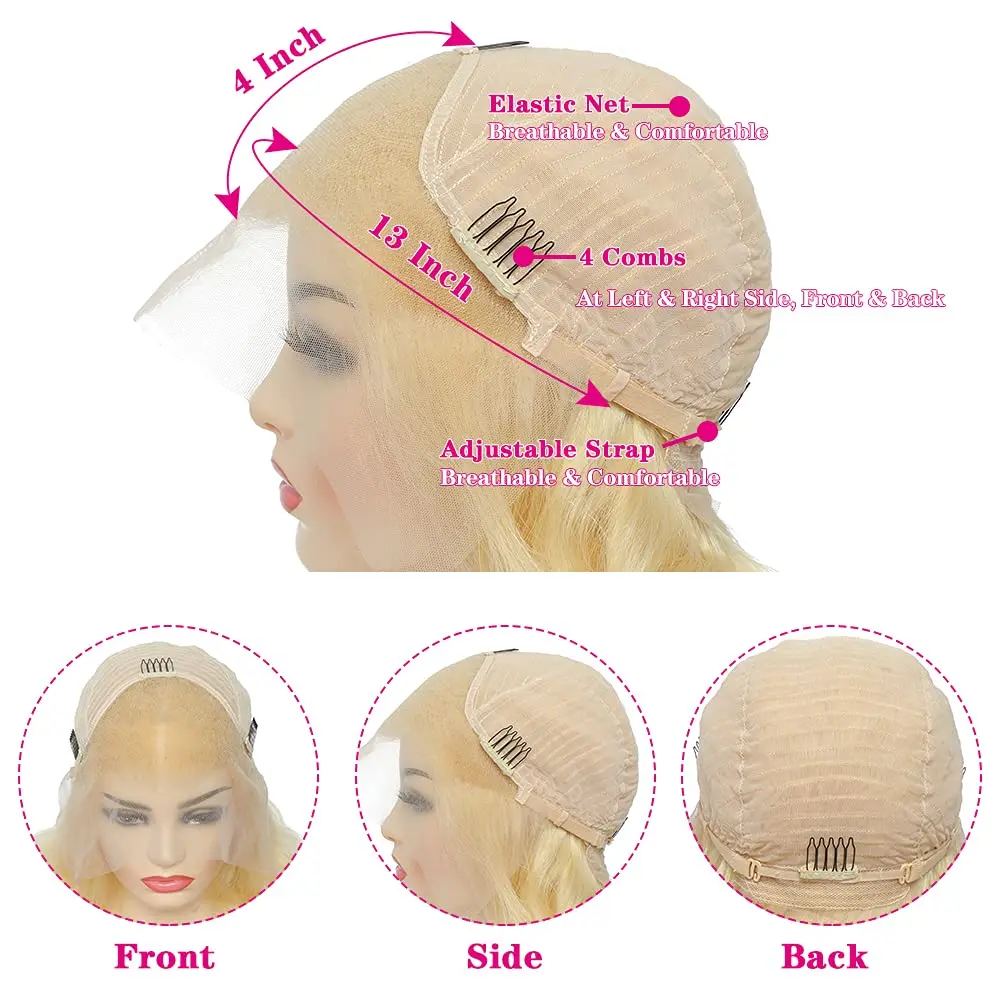 613 Lace Front Wig Human Hair 13x6 Blonde Human Hair Wigs 250% Density Body Wave Lace Front Wigs Human Hair Pre Plucked 26 Inch 6