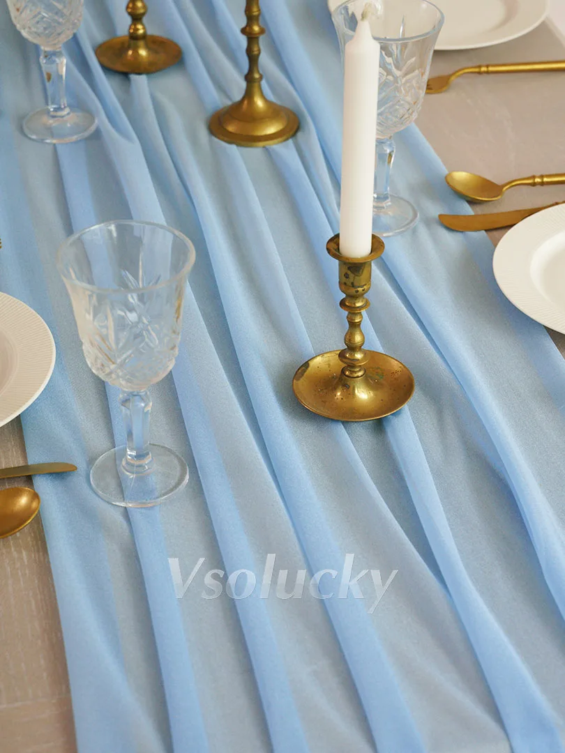 Light Blue Sheer Table Runner for Celebrations and Home Decor