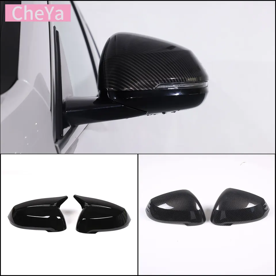 CHEYA ABS Car Exterior Rearview Mirror Cap Decoration Cover Trim Accessories for Alfa Romeo Stelvio 2017-2020 (Black)　並行輸入品 cheya ABS Carbon Fiber Pattern Car Exterior Mirror Cover Parts for