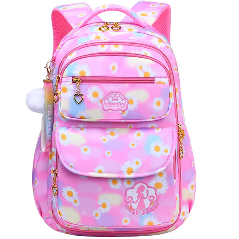 Primary Floral Printing School Backpack Cute Colorful Bags for Girls