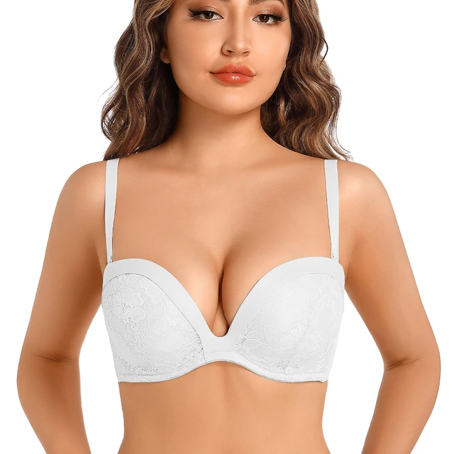 Padded Underwire Plunge Push Per Cup Bra