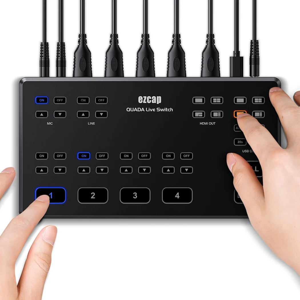 Y & H Hd60 Streaming Video Switcher 4 Ingresso Hdmi 1080P Cattura Commutazione Senza Soluzione Di Continuità Per La Produzione Di Video Multi Cam E Li