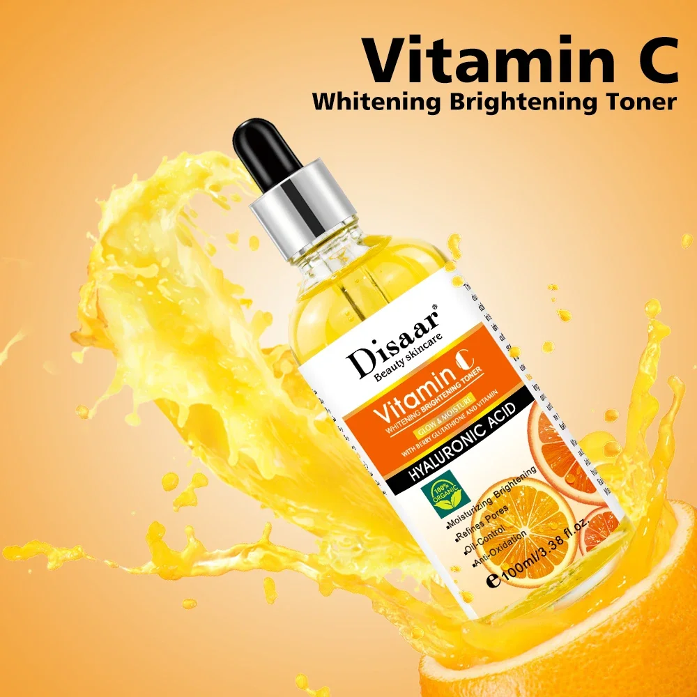 

Disaar Vitamin C 100ml Face Toner Long Lasting Moisturizing Improve Roughness Lighten Spots Hyaluronic Acid Facial Essence