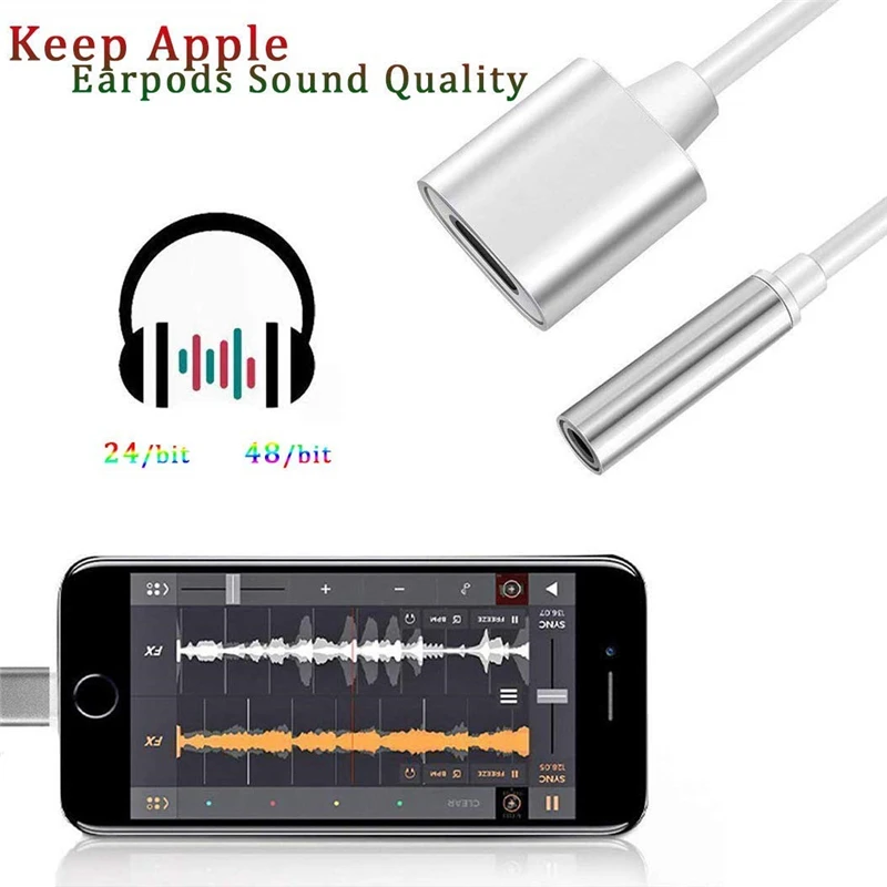 2 In 1 Lighting To 3.5mm Jack Headphone Aux Charging Splitter Adapter Converters for IPhone 14 12 13 11 Pro Max Mini XS