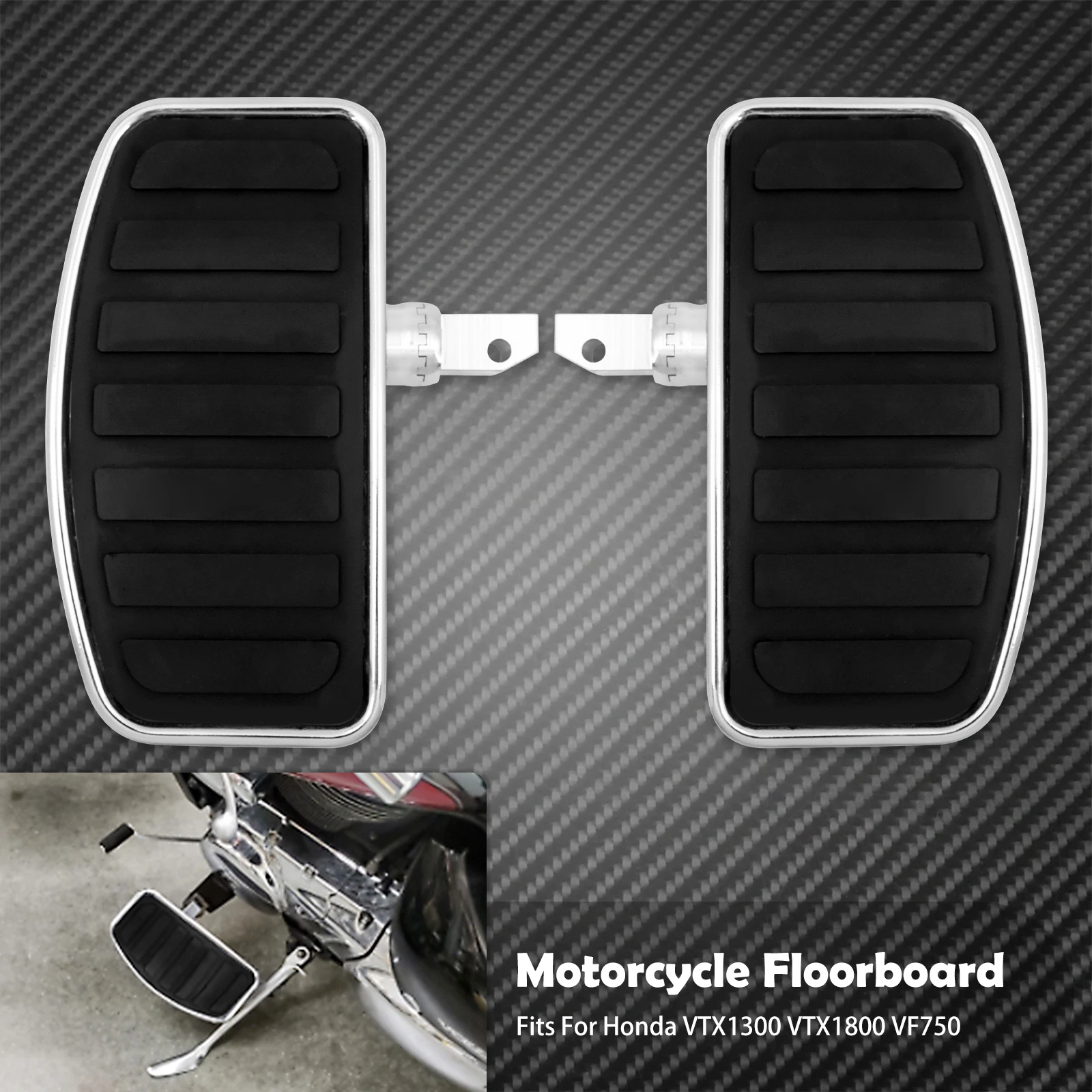 Universal Motorcycle Footrest Adjustable Rear Passenger Foot Pegs Metal Floorboards Stripe Pads for Honda VTX1300 VTX1800 VF750 Motorcycle Accessories Motorcycle Footrests Motorcycle Foot Pedals