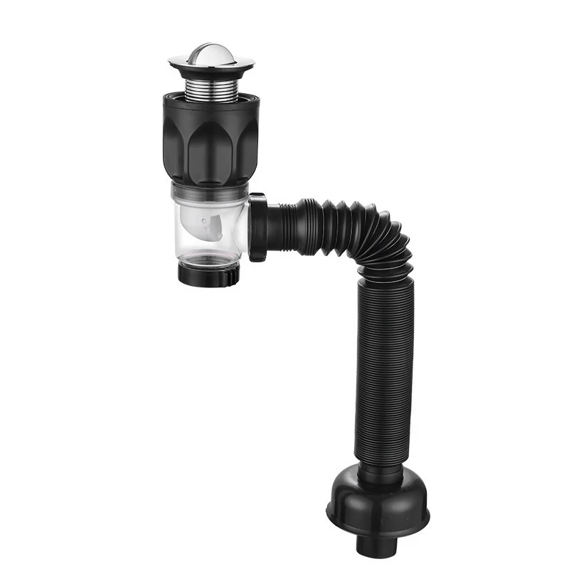 Retractable Flip-Top Drain Pipe Set with Anti-Odor and Clog Prevention Features