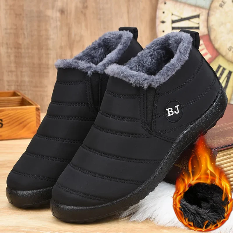 Winter Boots Women Warm Fur Winter Shoes for Women Ankle Boots Waterproof Snow Botas Mujer Slip on Black Female