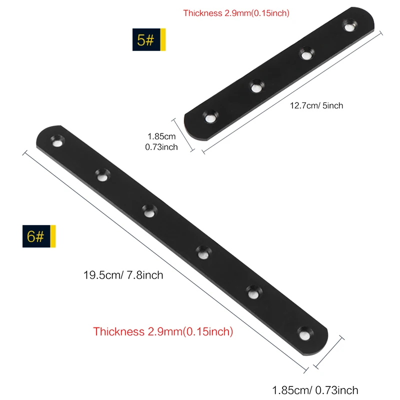 Angle Bracket 2/ 4/ 10 Pack Flat Plate Straight Bracket Flat Metal Brace Bracket Metal Brackets Mending Repair Plate Brace