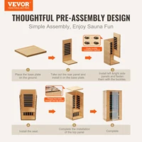 VEVOR Far Infrared Wooden Sauna Room Home Sauna Spa for Person Low EMF Far Infrared Hemlock Wood Sauna with Tempered Glass Door 2