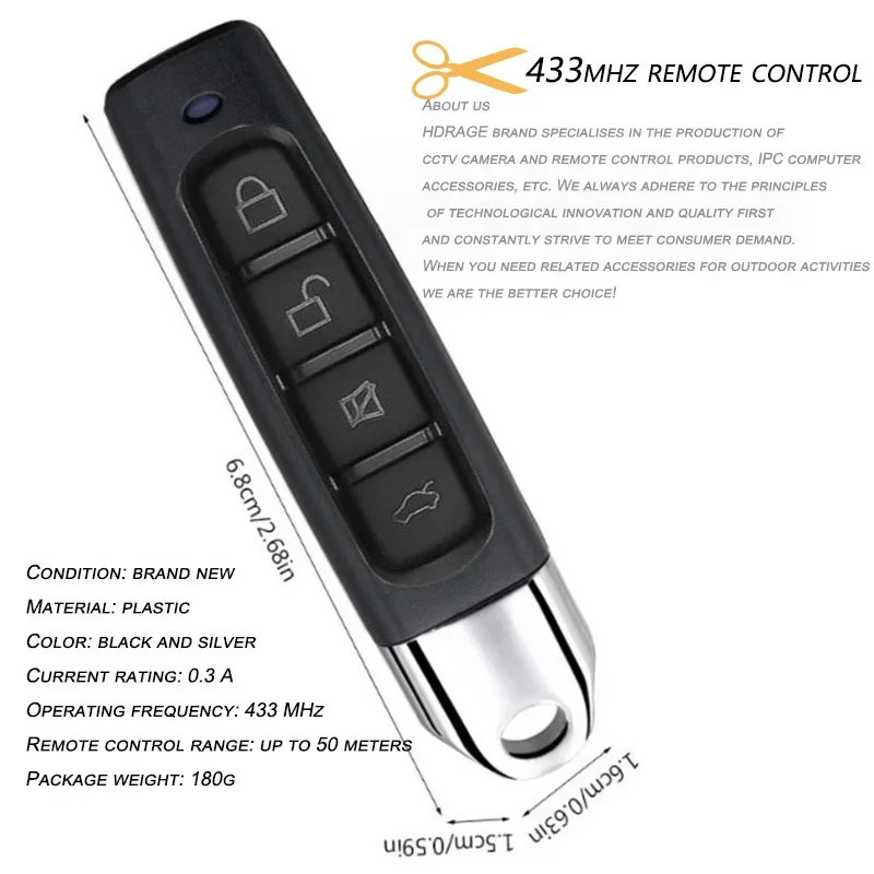 433MHZ Copy Remote Control Auto 4 Channel Code Garage Gate Door Opener Remote Control