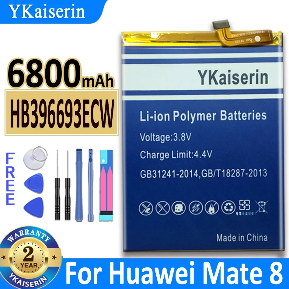 

YKaiserin 6800mAh HB396693ECW Battery for Huawei Mate 8 Mate8 NXT-AL10 NXT-TL00 NXT-CL00 NXT-DL00 NXT-L09 NXT-L29 + Free Tools