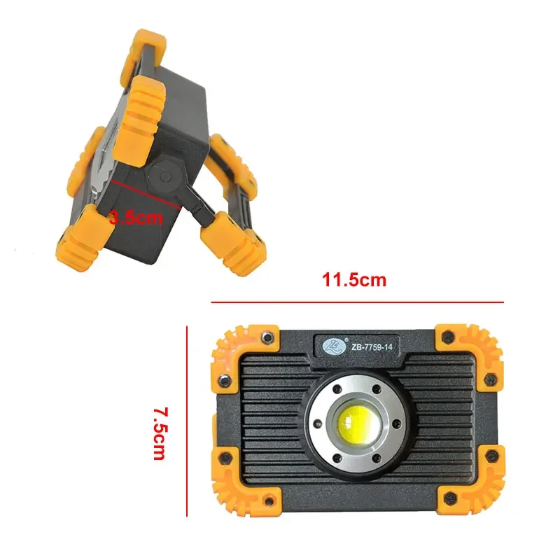 LED Flood Light Worklight Projector Reflector COB Work Light Spotlight Outdoor Camping Emergency Light 10W 18650 USB Cable portable camping light work lamp