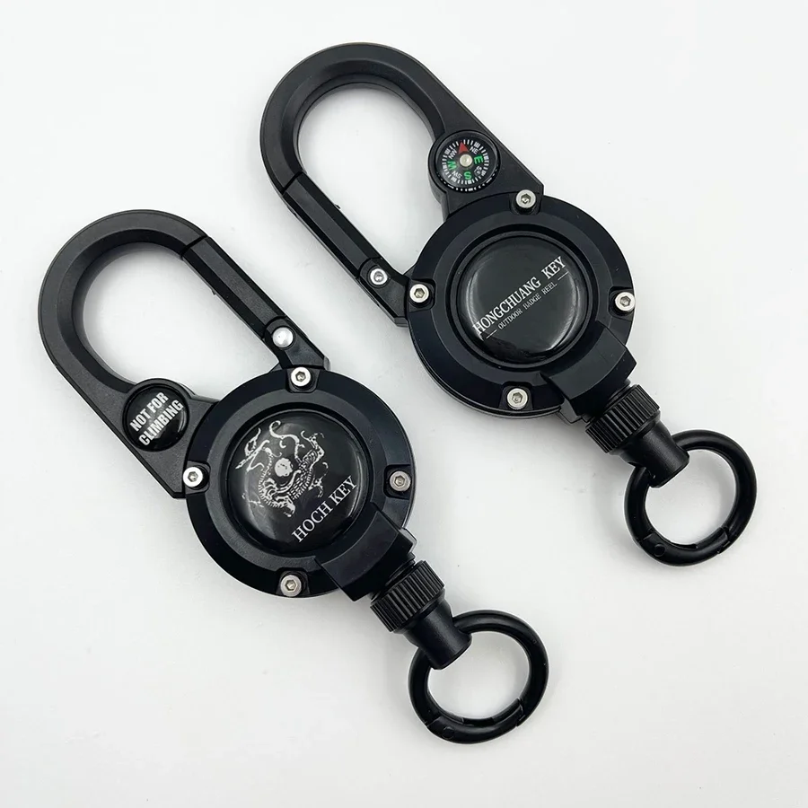 Stahlseil-Aufrollvorrichtung mit Karabiner-Schlüsselanhänger, Multifunktionswerkzeug, Diebstahlsicherer Metall-Schnallenhalter, Outdoor-Sport-Schlüsselanhänger – Detail 10